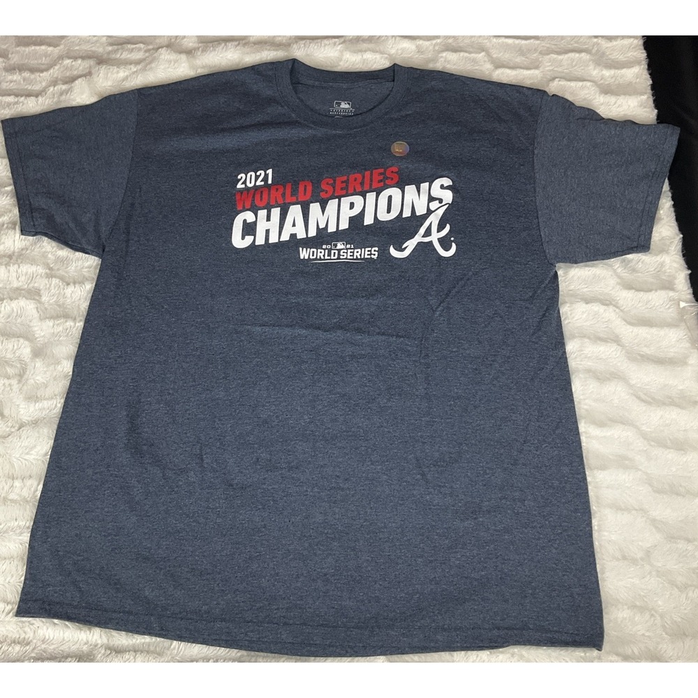 Atlanta Braves Mens Blue XL 2021 World Series Champions Short Sleeve T Shirt MLB